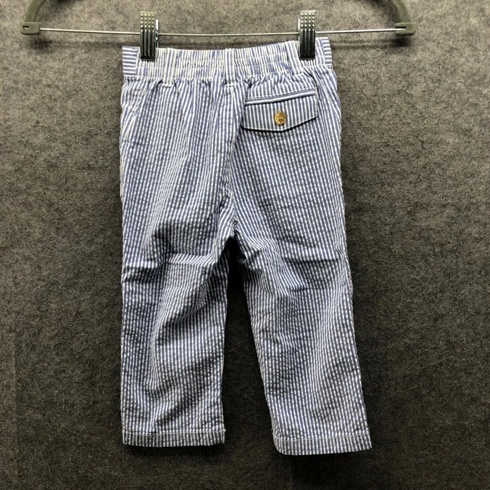 Ralph Lauren Baby Boys 18M Seersucker Dress Pants‎ Blue White Striped Trouser